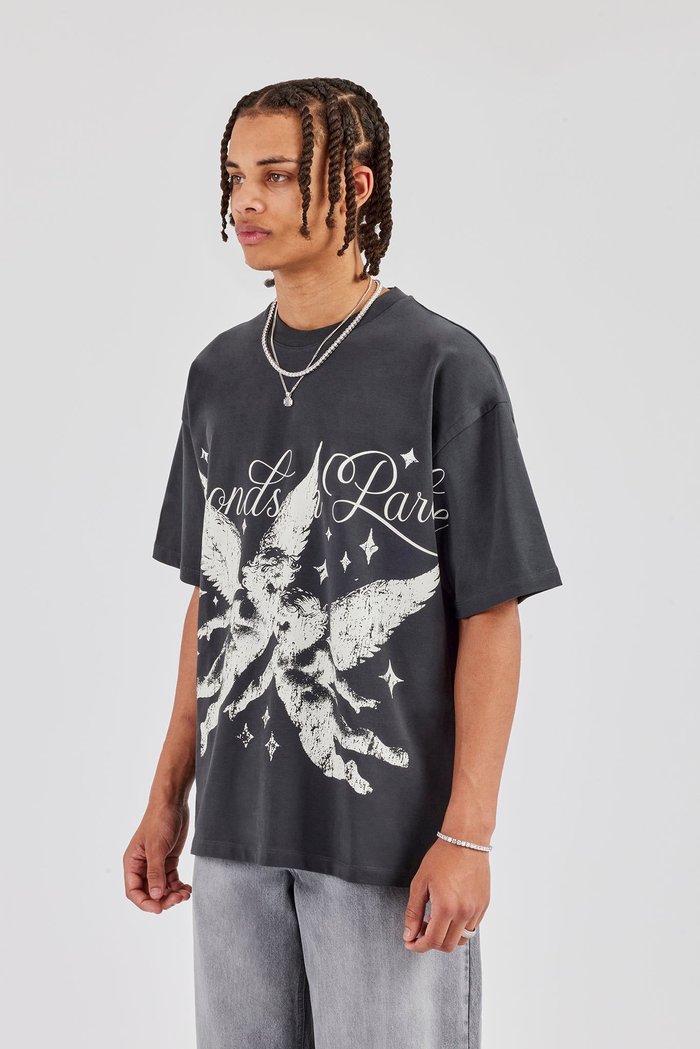 Diamonds In Paradise Oversized T-Shirt - Charcoal